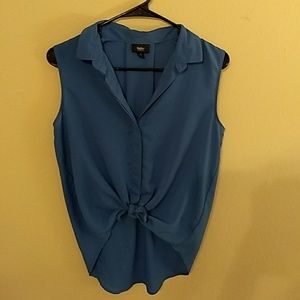 Blue Sleeveless Blouse